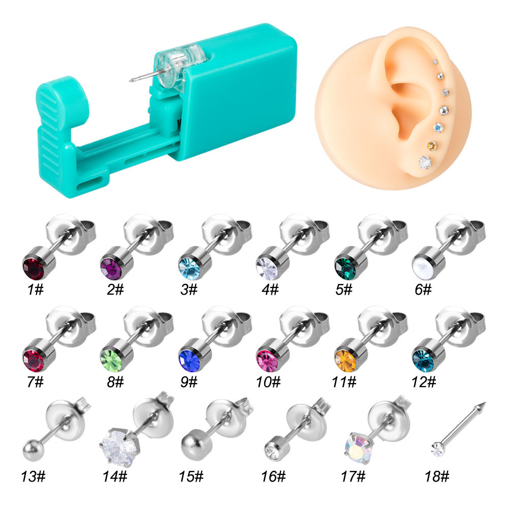 Body Jewelry Factory - 1pc Einweg Grün Ohr Piercing Werkzeug