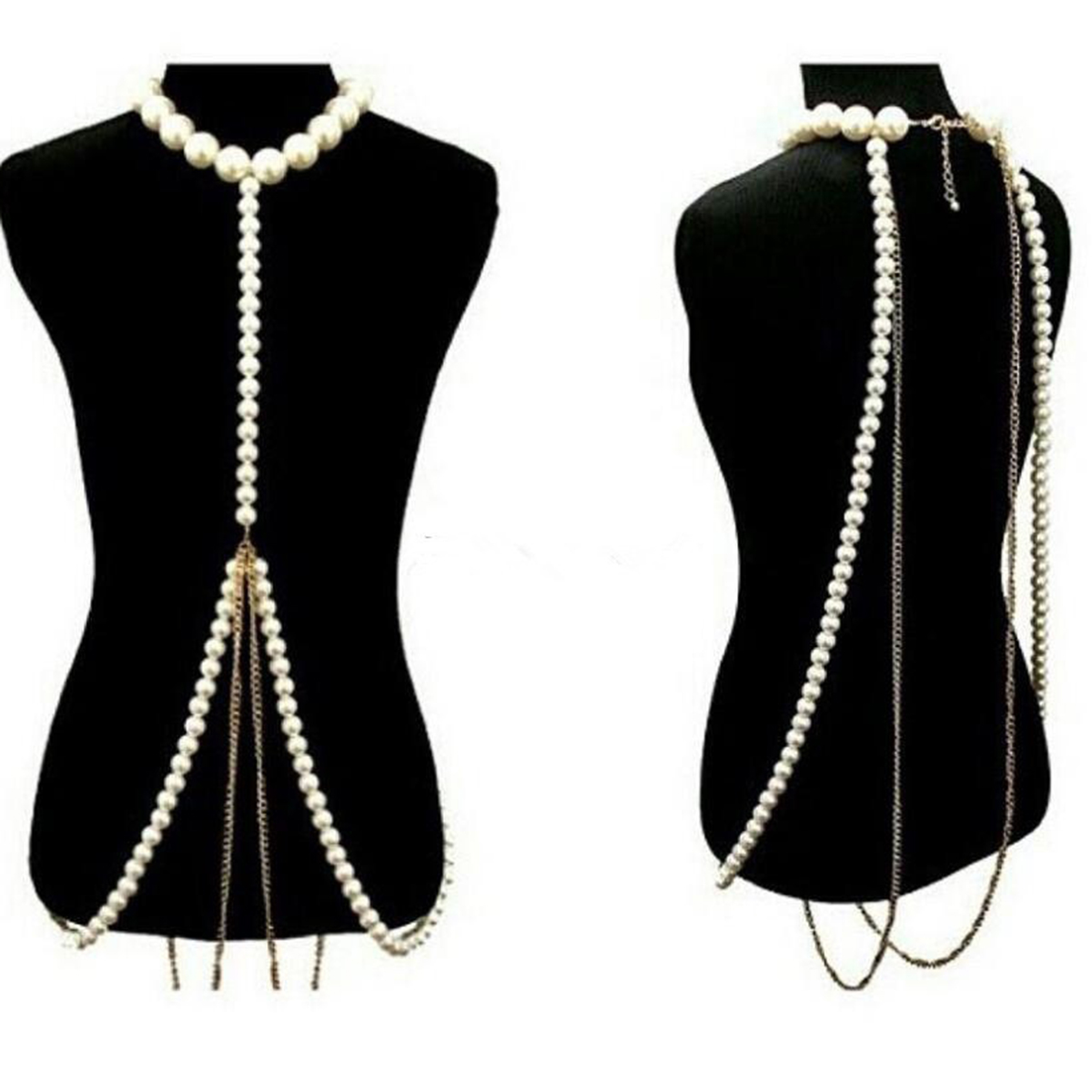Body Jewelry High End - Luxuriöse Perlengoldkette, Körperkette, modischer ethnischer Charme,