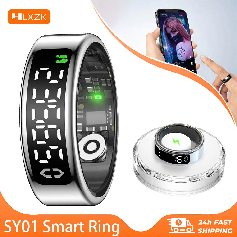 Daith Heart Ring - SY01 Smart Ring mit LED-Bildschirm, Bluetooth-Gesundheitsüberwachung,