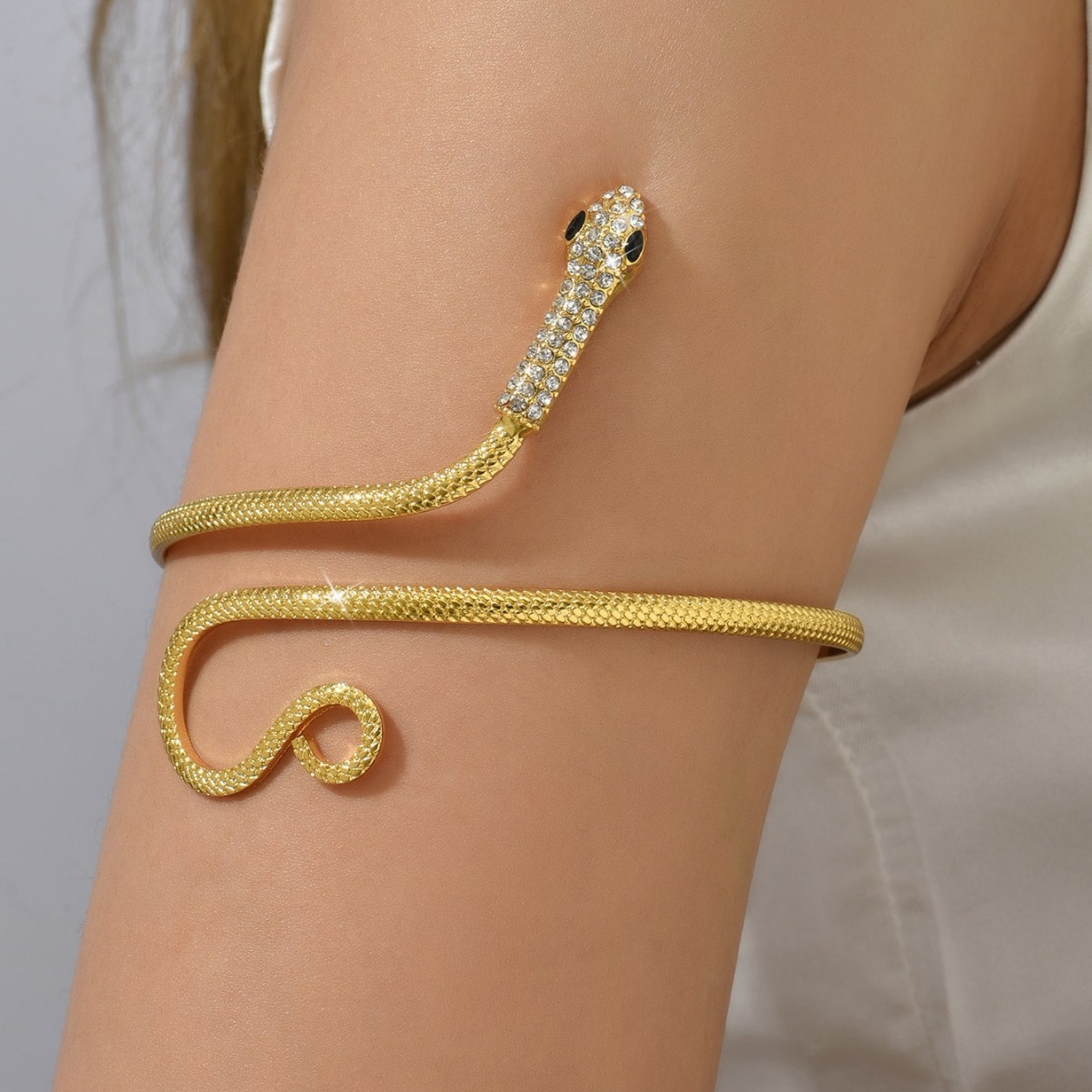Body Jewelry High End - Übergroße Armstulpe aus Kupfer mit Schlangenmuster
