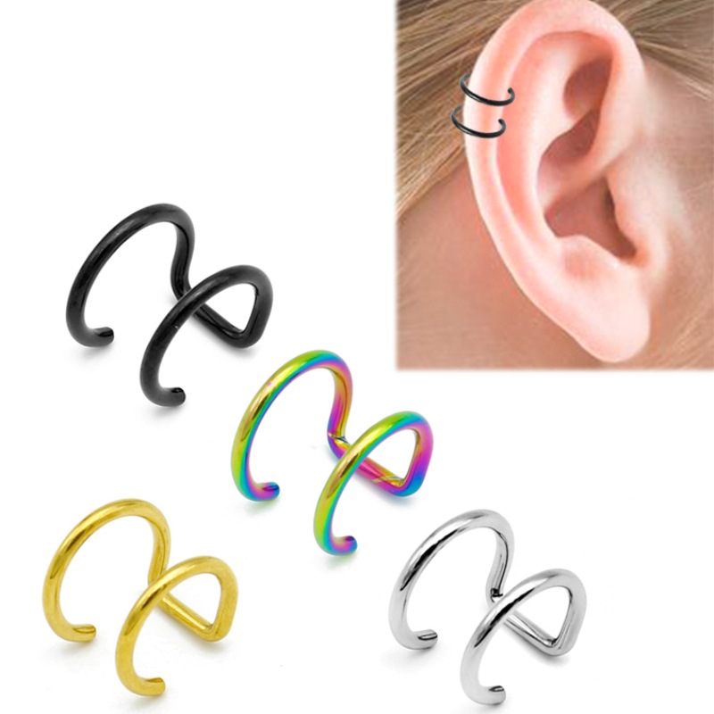 Body Jewelry Lip Ring - 2 Stück 316L Edelstahl Clip-On Ohrklemmen