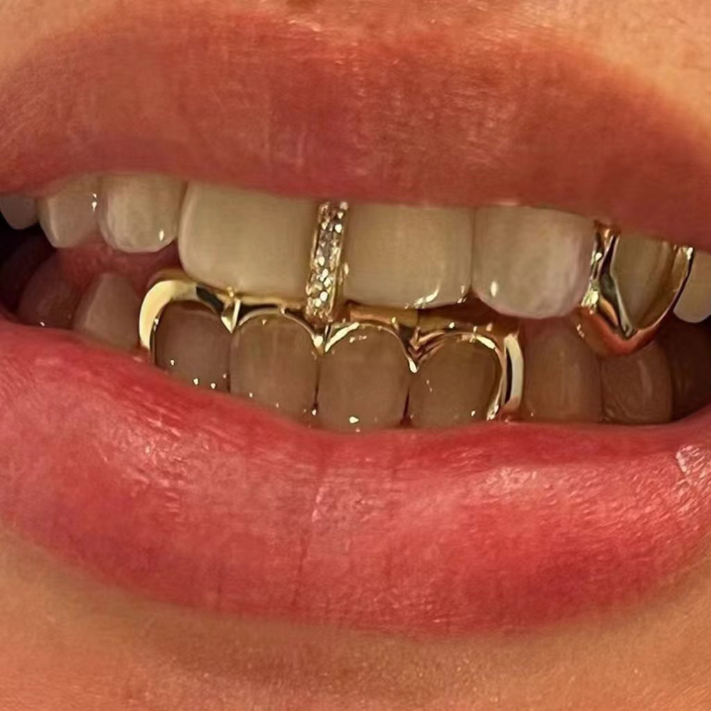 Body Jewelry Gold Plated - Rachelz Hip Hop Single CZ Stein