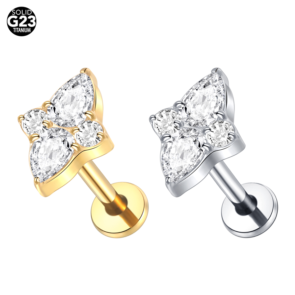 Body Jewelry Trend - 1pc Titan Labret Lippen stecker Gold