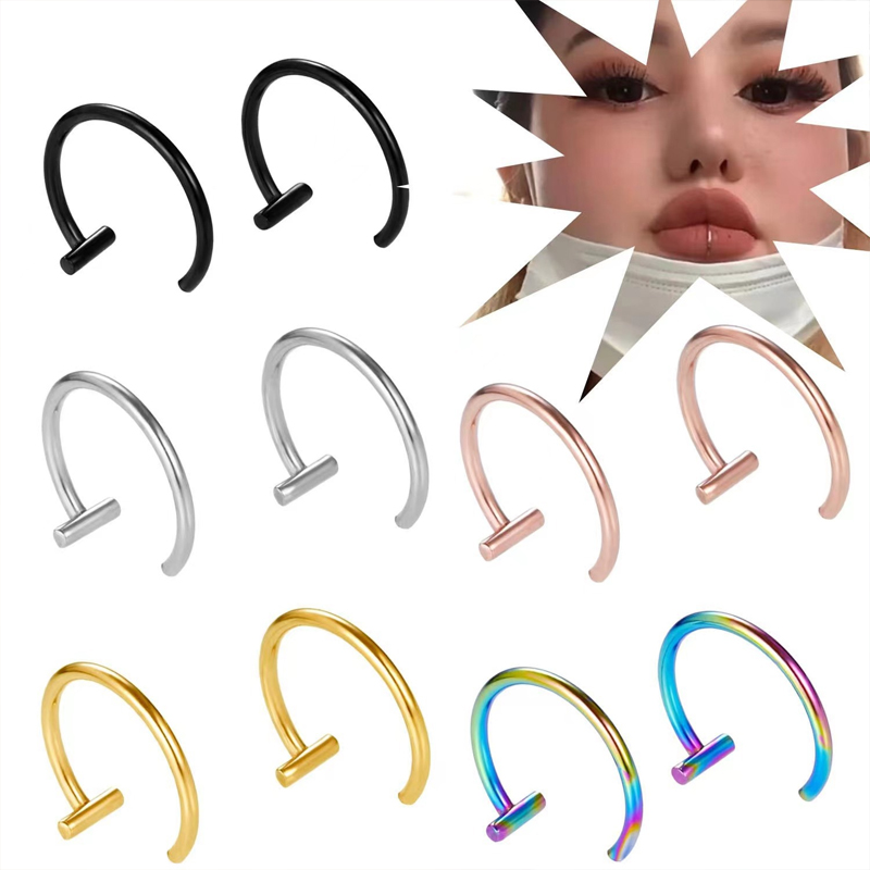 Body Jewelry Lip Ring - 18G Chirurgischer Stahl Lippenring Halb-Creolen Offene