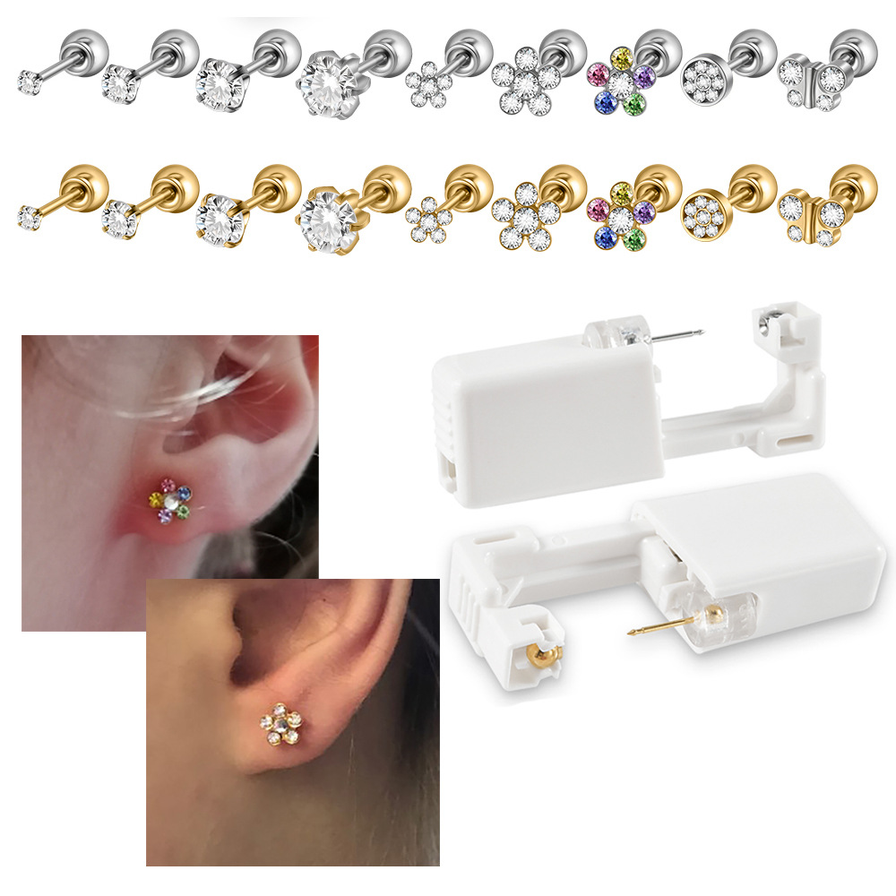 Body Jewelry Factory - Einfach zu bedienendes 24K vergoldetes Ohrlochstechgerät