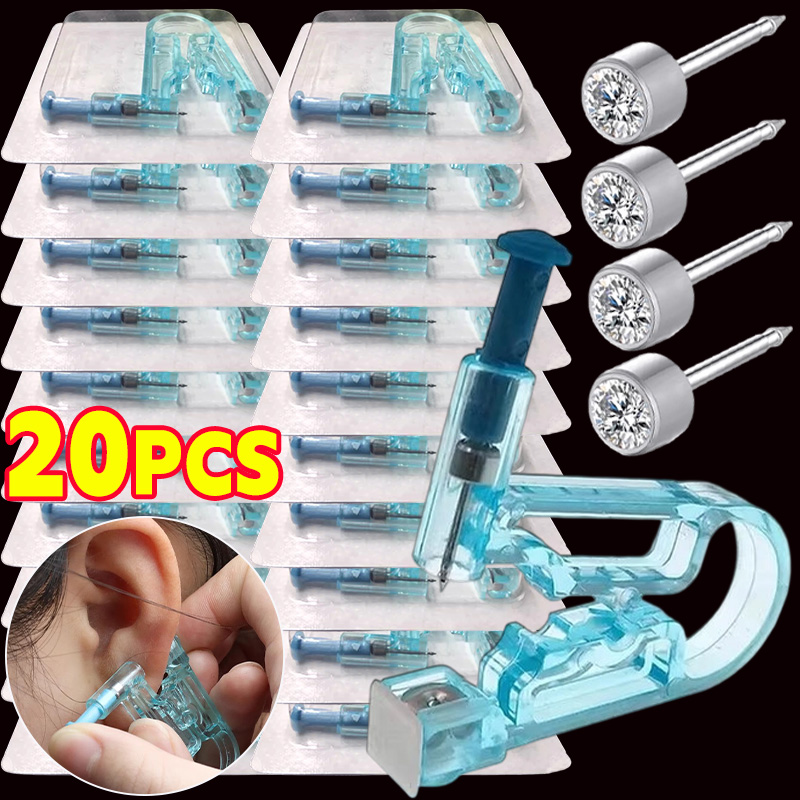 Body Jewelry Factory - 1/20 Stück Blaues Einweg-Ohrlochstechgerät-Set, Aseptisch, Gesund,