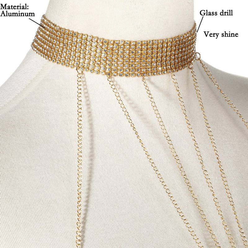 Gold Farbe Körper Kette Frauen – Body Jewelry Outfit Bewertung und Preis